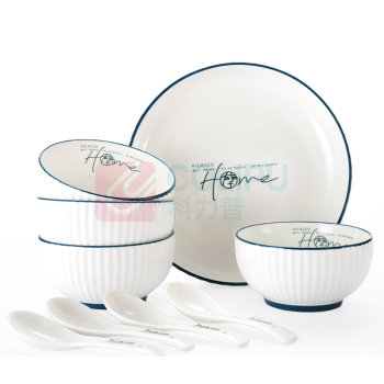 毕加索 PICASSO 中餐具 P219C09 4碗4勺1盘 (白色)