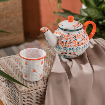 JOYYE 整套茶具旅行便捷式单人釉下手绘茶具 10033429707608 (橙色)