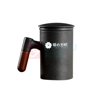 五拾缘 远山木柄泡茶杯 WSY-21D02 100个起订 (黑色)