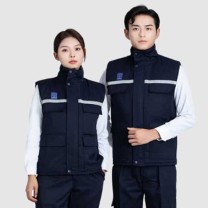 耐典 防静电工作服马甲工 SQA-2384 3XL (藏蓝色) 工程棉建筑劳保坎肩加厚保暖装修