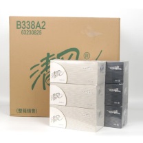清风 盒装抽纸 B338A2 200抽/盒 3盒/提 12提/箱 (2层面巾纸餐巾纸 原木抽取式纸巾)