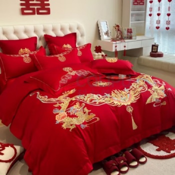 爱奇屋 aichiw 婚庆绣花四件套 AQ-TJ2468 龙凤和鸣