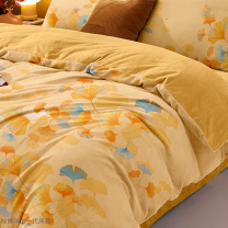 博洋 BOYONG 珊瑚绒四件套i四件套 W920042001004 1.5米(被套200x230cn) (银杏时光)