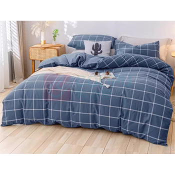 无印良品 A类100%纯棉四件套床上用品全棉床单被套 200*230cm1.5/1.8米床 (蓝灰)
