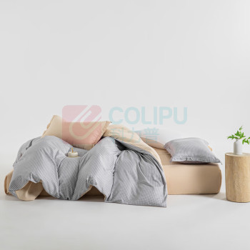 无印良品 A类大豆棉四件套 灰丝格 被套200×230(±2)cm 床单230×250(±2)cm 枕套48×74(±1)cm×2