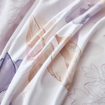 梦洁 纯棉印花四件套 1010189146 朵微 (紫) 被套200*230cm+床单230*245cm+短枕50*70cm×2