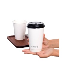 黛惑 纸杯 400ml ((白卡杯+黑盖)) 100个/包