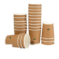 齐心 Comix 一次性杯子 纸杯水杯牛 皮纸外层双层加厚用办公 LC-302 280ml50只