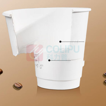 特美居 tmj 纸杯一次性杯子咖啡杯带盖 400ml 50套 双层中空杯