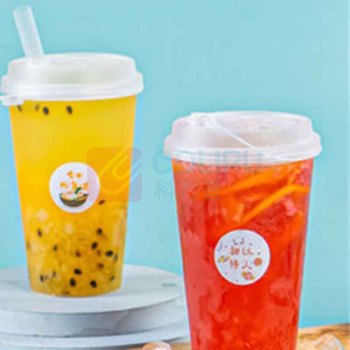 特美居 tmj 奶茶杯一次性饮料杯塑料咖啡杯带盖果汁杯子带吸管 500ml*20套