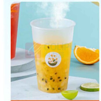 特美居 tmj 奶茶杯一次性饮料杯塑料咖啡杯带盖果汁杯子带吸管 500ml*20套