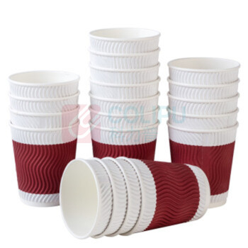 得力 deli 双层一次性纸杯 19206 280ml (红色) 20只/包 40包/箱