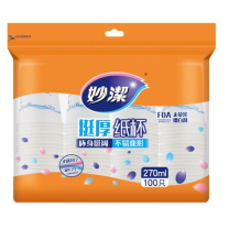 妙洁 MIAOJIE 一次性纸杯 MDCA100 9盎司 270ml 100只/袋 20袋/箱 新旧包装随机发货