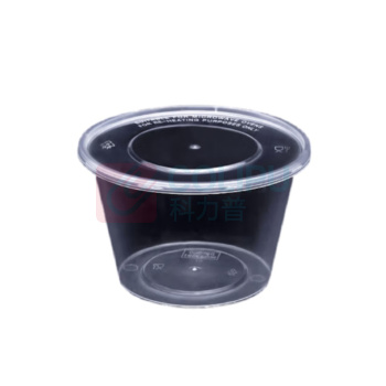 特美居 tmj 一次性餐盒 500ml 11.7cm*7.2cm*8.2cm 圆形透明塑料快餐盒加厚带盖打包盒汤碗50套装