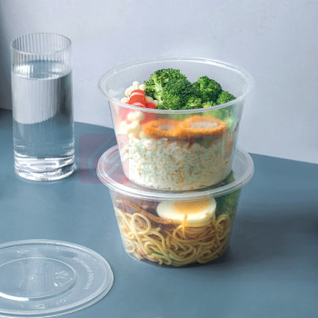 特美居 tmj 一次性饭盒圆形透明塑料快餐盒 300套1箱 1000ml