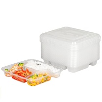 特美居 tmj 一次性四格饭盒 TMJ-063 长方形 1000ml 带盖 150只/箱