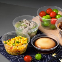 特美居 tmj 一次性饭盒圆形透明塑料快餐盒 1000ml*300套
