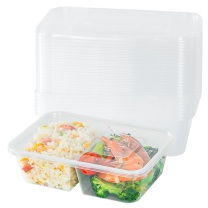 特美居 tmj 一次性饭盒 TMJ-117 透明塑料两格带盖 50套/箱 650型