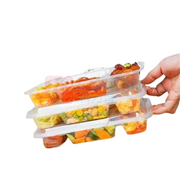 特美居 tmj 一次性饭盒大四格塑料餐盒加厚带盖打包盒餐具 1000型 150套/箱