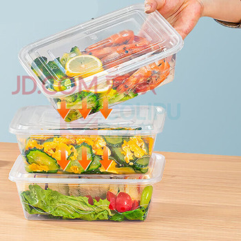 特美居 tmj 一次性饭盒 1500型 长方形带盖 50套/组 (透明)