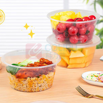 特美居 tmj 一次性饭盒 TMJ-937 1250型 50套装 (透明) 圆形加厚带盖