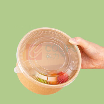 特美居 tmj 一次性饭盒带盖 1000型 100套 【圆形带盖】牛皮纸打包餐碗