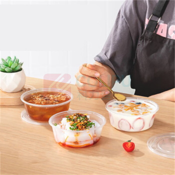特美居 tmj 一次性饭盒圆形碗 300型 450套 (透明) 圆形带盖
