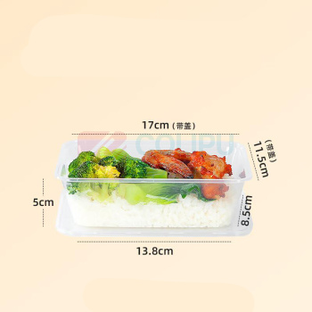 特美居 tmj 一次性饭盒长方形 750型 50套可微波 (透明) 加厚带盖食品级