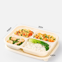 特美居 tmj 一次性四格餐盒 TMJ-6987 1000ml 100套/箱 带盖 玉米淀粉