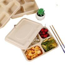 佳茉 一次性四格餐盒 1000ml 50套/件 带盖 可降解