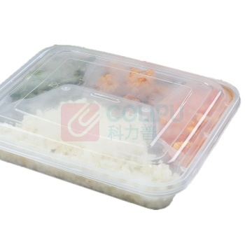 特美居 tmj 一次性四格饭盒长方形 TMJ-949 50只装1000ml带盖 (透明)