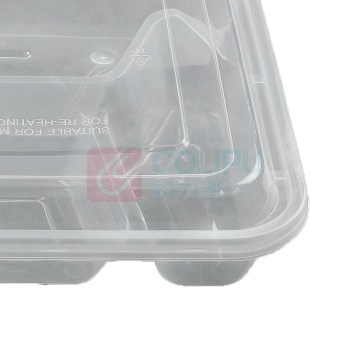 特美居 tmj 一次性四格饭盒长方形 TMJ-949 50只装1000ml带盖 (透明)