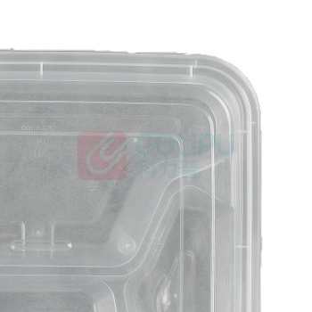 特美居 tmj 一次性四格饭盒长方形 TMJ-949 50只装1000ml带盖 (透明)