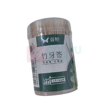 双枪 一次性竹制牙签 YQ1251 直径5*7cm 500支/筒 8筒/盒 256筒/箱 新老包装随机发货