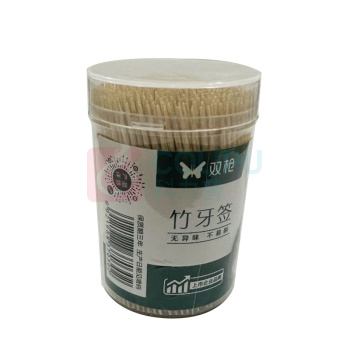 双枪 一次性竹制牙签 YQ1251 直径5*7cm 500支/筒 8筒/盒 256筒/箱 新老包装随机发货