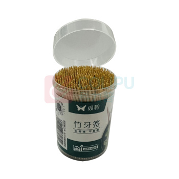 双枪 一次性竹制牙签 YQ1251 直径5*7cm 500支/筒 8筒/盒 256筒/箱 新老包装随机发货