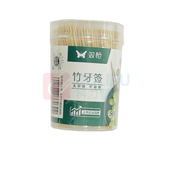双枪 一次性竹制牙签 YQ1251 直径5*7cm 500支/筒 8筒/盒 256筒/箱 新老包装随机发货