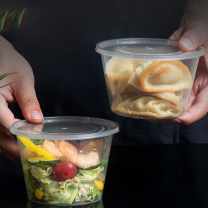 特美居 tmj 一次性饭盒圆形透明塑料快餐盒 带盖 TMJ-067 500ml/只 450只/箱 