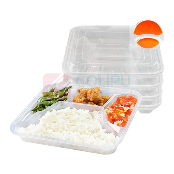 特美居 tmj 一次性四格饭盒长方形透明塑料快餐盒 TMJ-063 1000ml*150套/件 