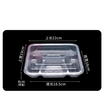 特美居 tmj 一次性四格饭盒长方形透明塑料快餐盒 TMJ-063 1000ml*150套/件 