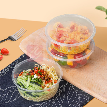 特美居 tmj 一次性塑料饭盒带盖圆形 TMJ-925/TMJ-6000 750ml (透明色) 50套/箱