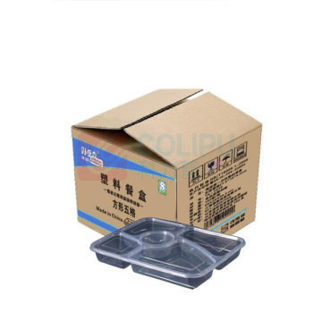 海亚森 HAIYASEN 一次性塑料餐盒带盖方形五格 TK-3051 25.5cm*19.7cm*3.5cm 1200ml (透明色) 150套/箱