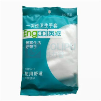 英派 加厚一次性手套透明塑料PE薄膜手套 8027 100只/袋