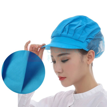 厚创 食用品帽 透气网帽 (天蓝【全布】) 网帽车间防尘工作帽厨师帽防油烟