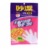 妙洁 MIAOJIE 一次性PE手套 MDGC30 均码 (透明) 30只/包 30包/箱