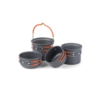 挪客 naturehike 四合一徒步野营套锅 NH18T018-G 大锅1.4L/小锅1L/大盖700ml/小盖550ml (灰色)