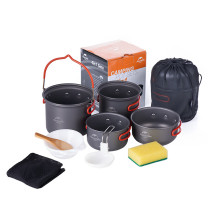 挪客 naturehike 四合一徒步野营套锅升级款 NH18T018-G (大锅1.2L+小锅0.8L+大盖700ml+小盖550ml+小碗*3+汤匙+饭勺) (灰色带挂钩款)