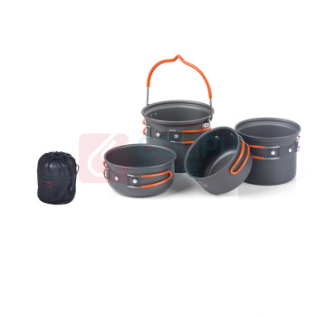 挪客 naturehike 四合一徒步野营套锅升级款 NH18T018-G (大锅1.2L+小锅0.8L+大盖700ml+小盖550ml+小碗*3+汤匙+饭勺) (灰色带挂钩款)
