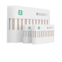 最生活 条纹毛浴三件套礼盒 A-1007 A-1007 (棕白+灰白) 浴巾*1 毛巾*2