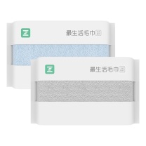 最生活 毛巾 大众系列 A-1120-2 (33*72cm 85g)*2 (蓝+灰) 毛巾2条